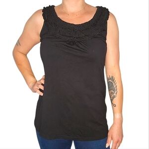 Romy Black Ruffled Blouse Size Large